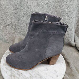 Toms Shoes Womens Size 7.5 Lunata Gray Suede Ankle Boots